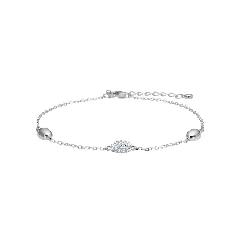 REBECCANOR armbånd i 925 sterlingsølv med hvide zirkonia fra Joanli Nor, justerbar 17–20 cm.